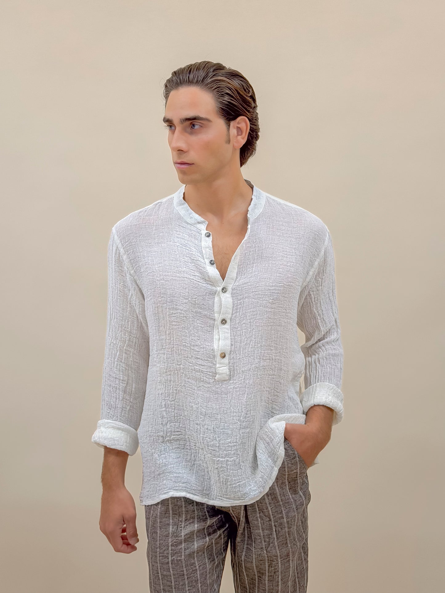 CAMICIA 5 BOTTONI AVORIO