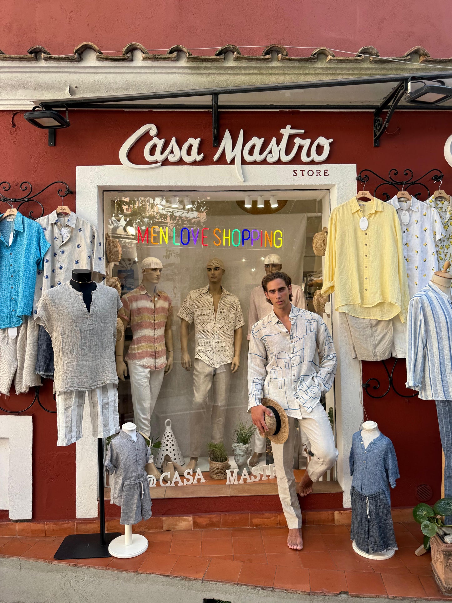 CAMICIA RICAMO POSITANO OUTLINE HOUSES EMBROIDERED