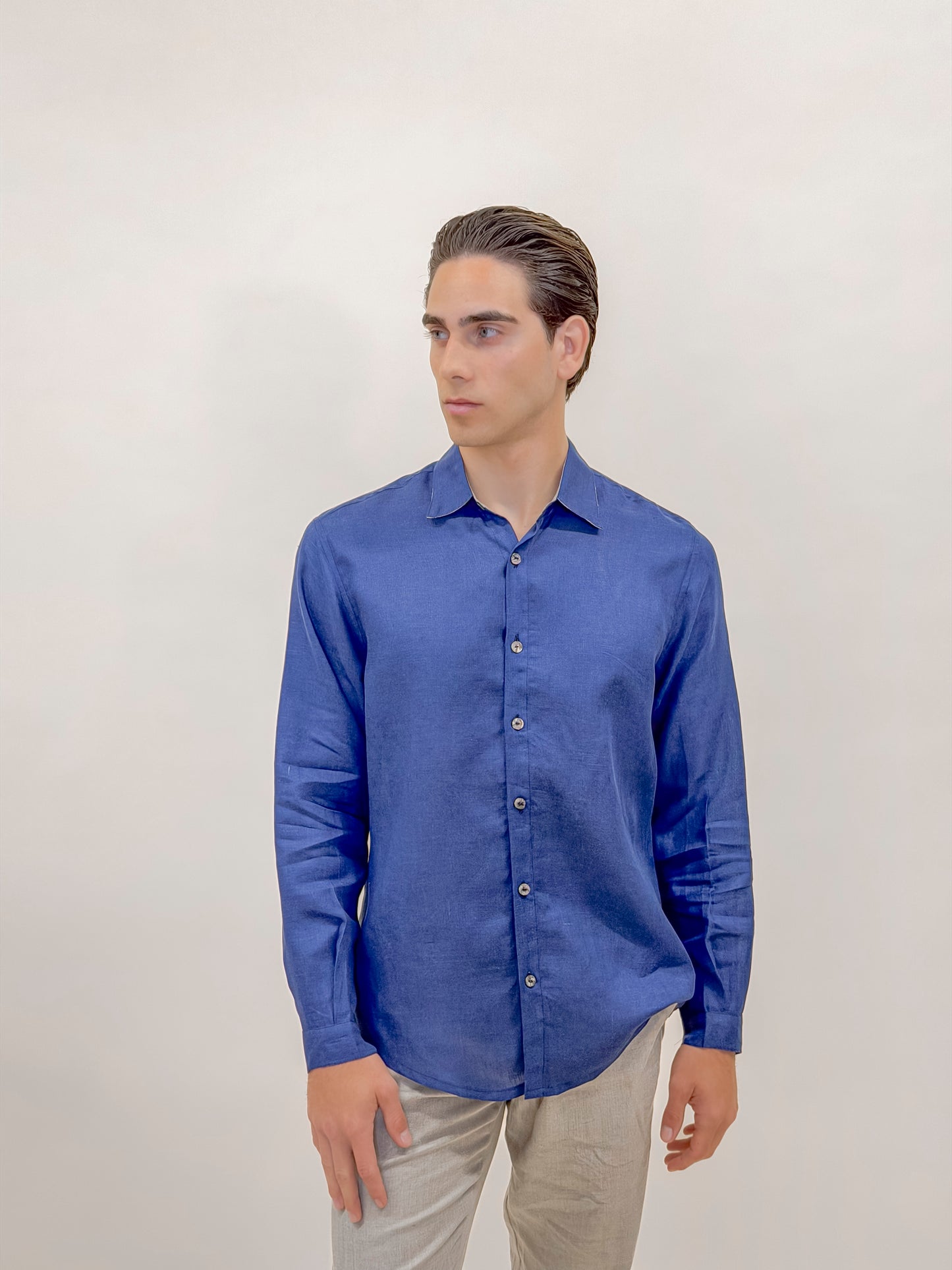CAMICIA FULL BUTTONS BLU MARE