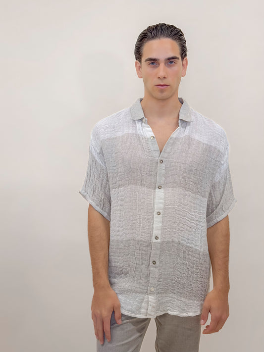 CAMICIA M/M RIGONE ecrù&avorio