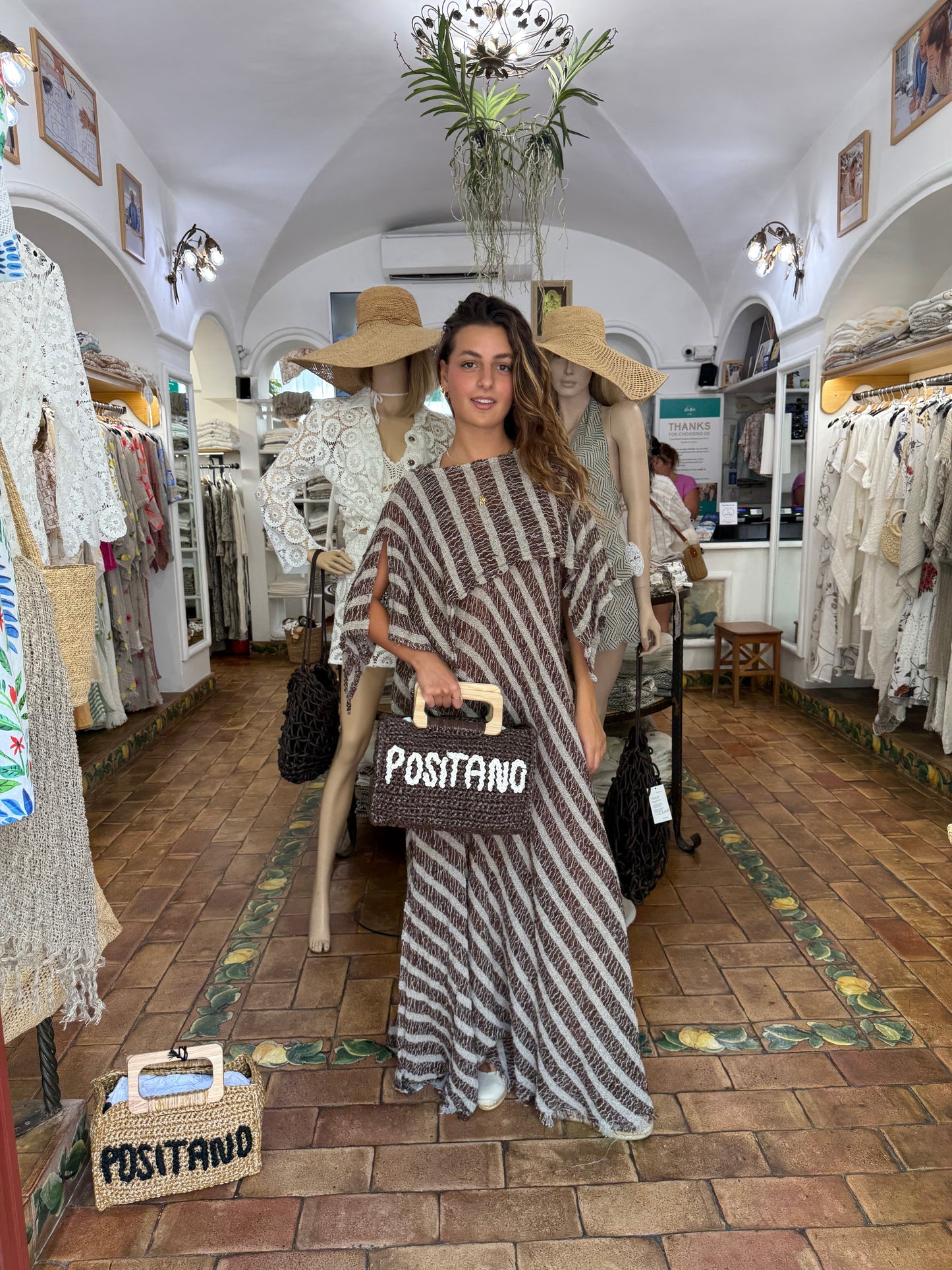 SET PONCHO E VESTITO IN GARZA DI LINO