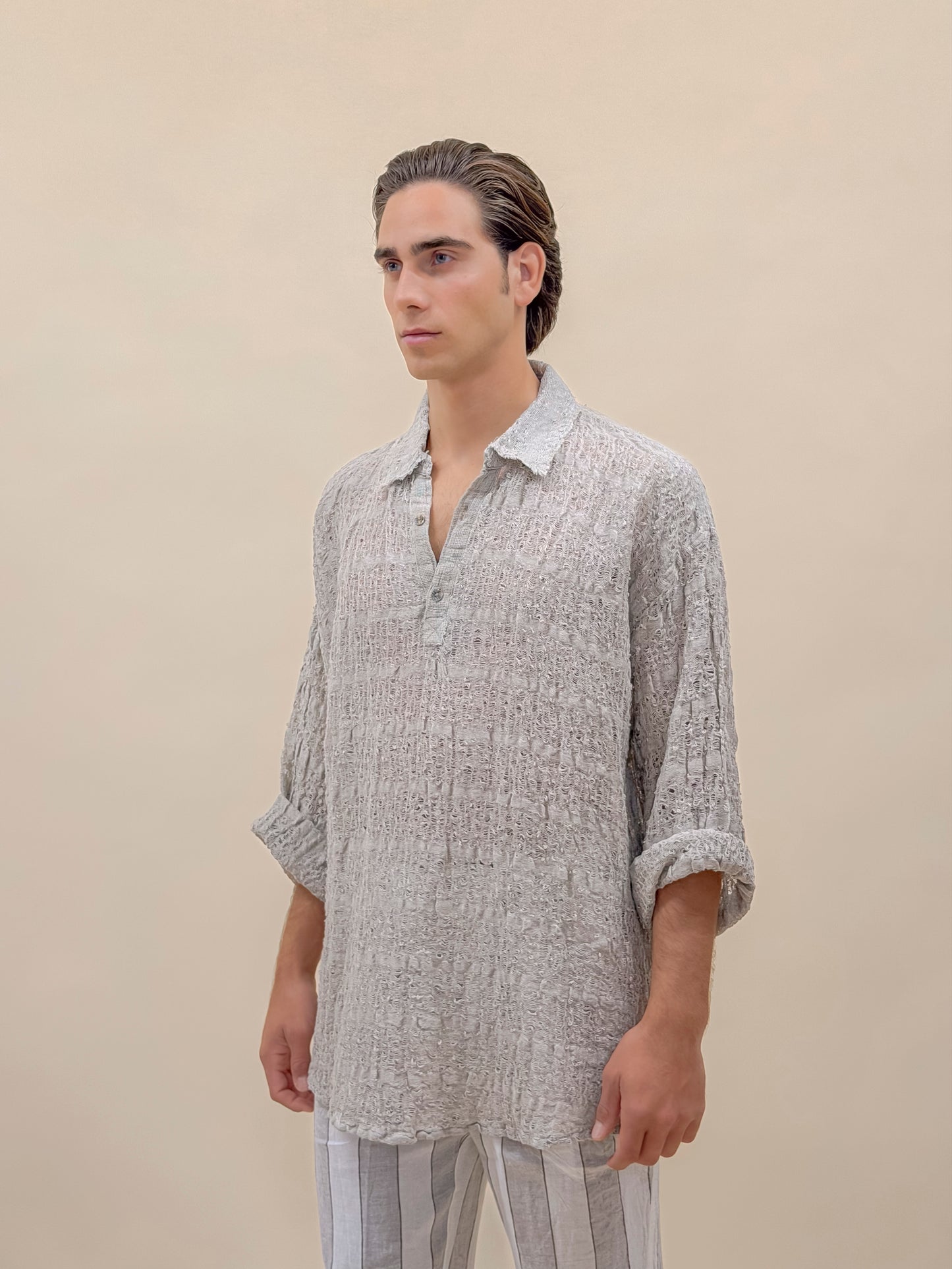 POLO M/M RETE ROSI ECRÙ