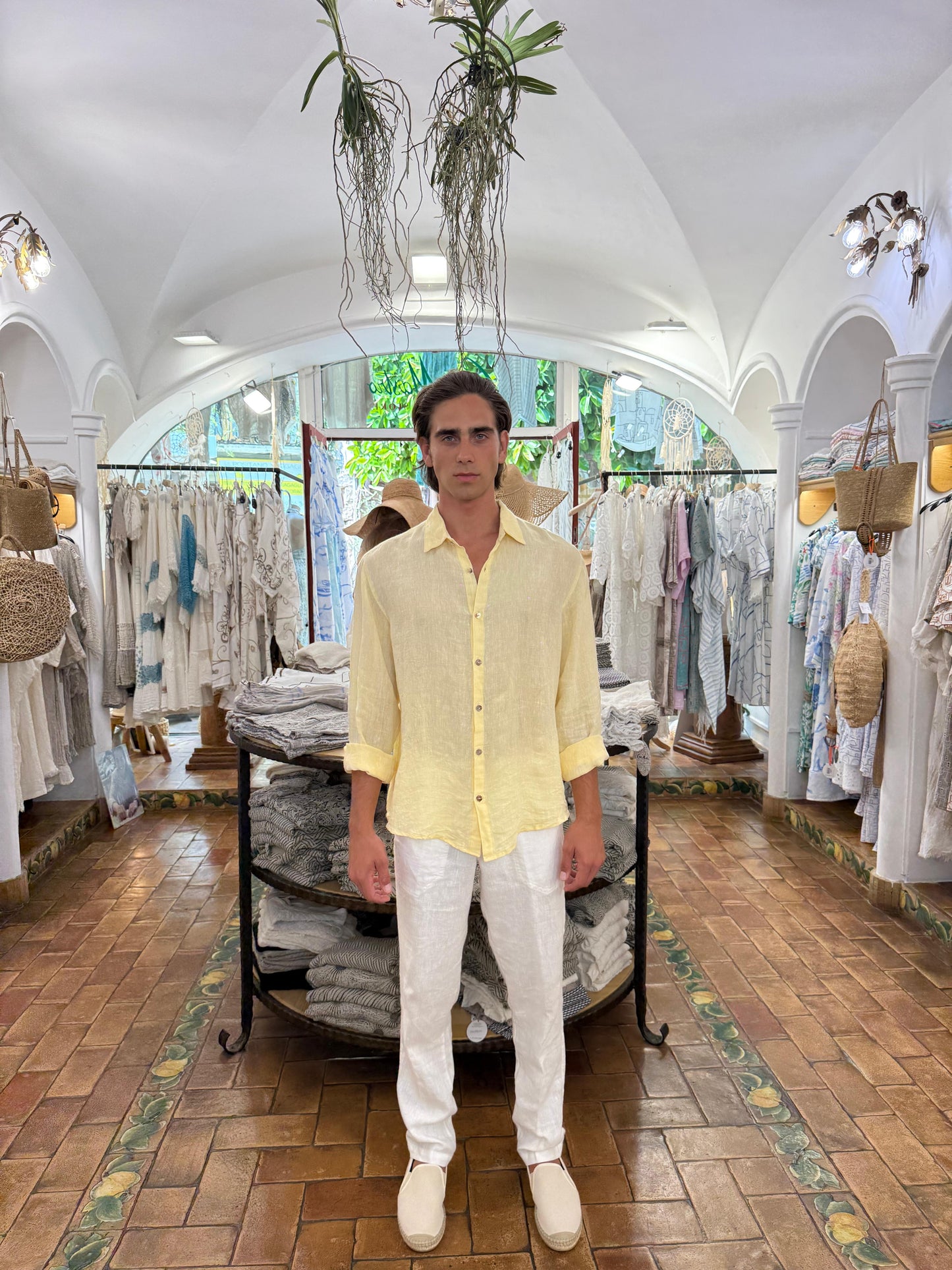 CAMICIA IN PURO LINO GIALLO POSITANO