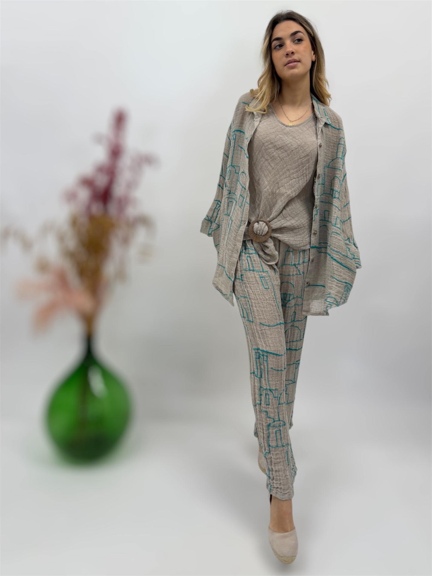 SET TOP JACKET AND TROUSERS WITH POSITANO OUTLINE