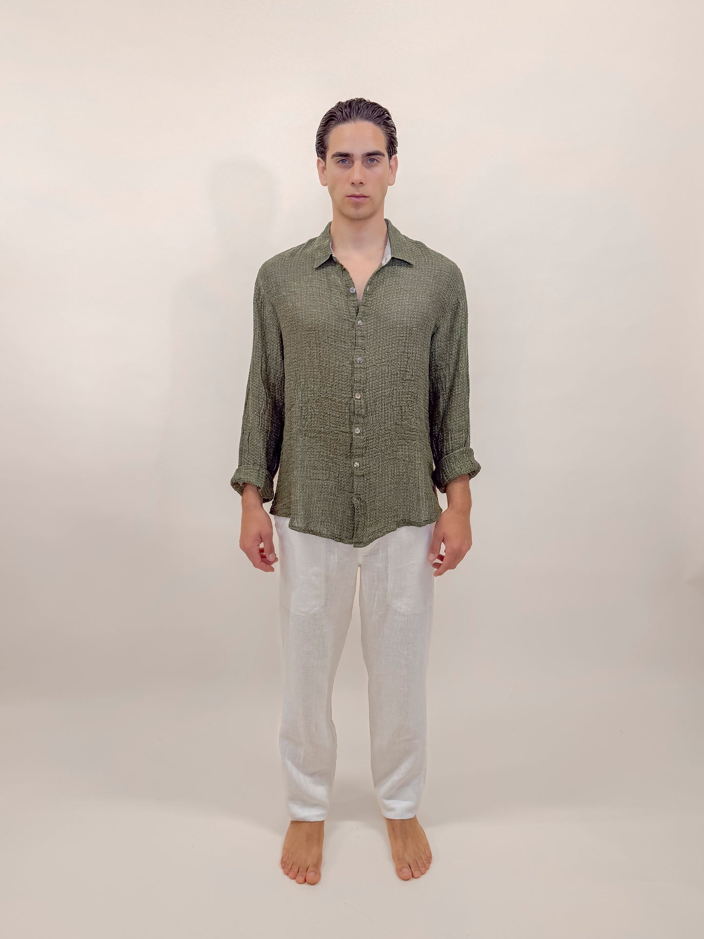 CAMICIA FULL BUTTONS VERDE MILITARE