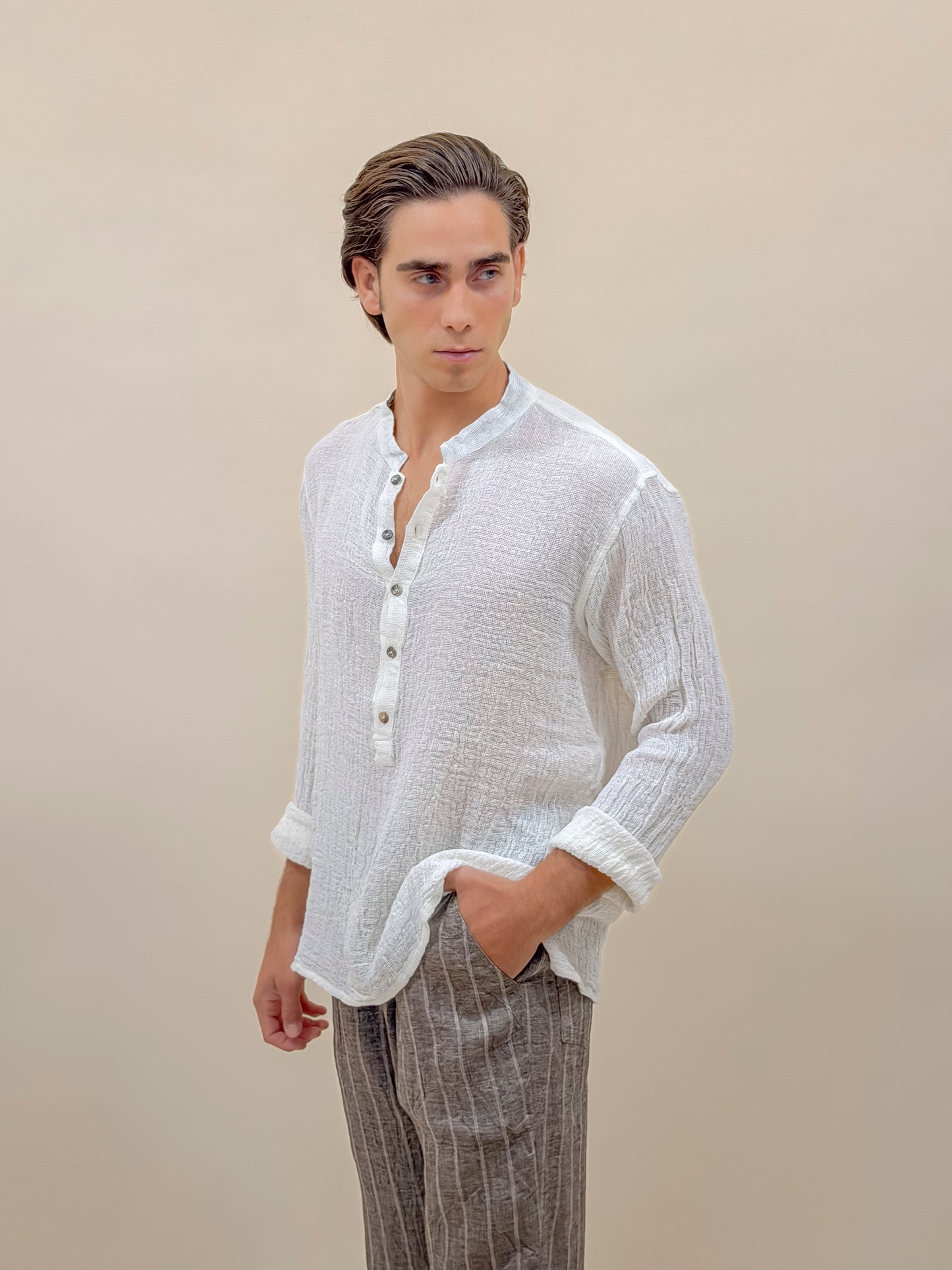 CAMICIA 5 BOTTONI AVORIO
