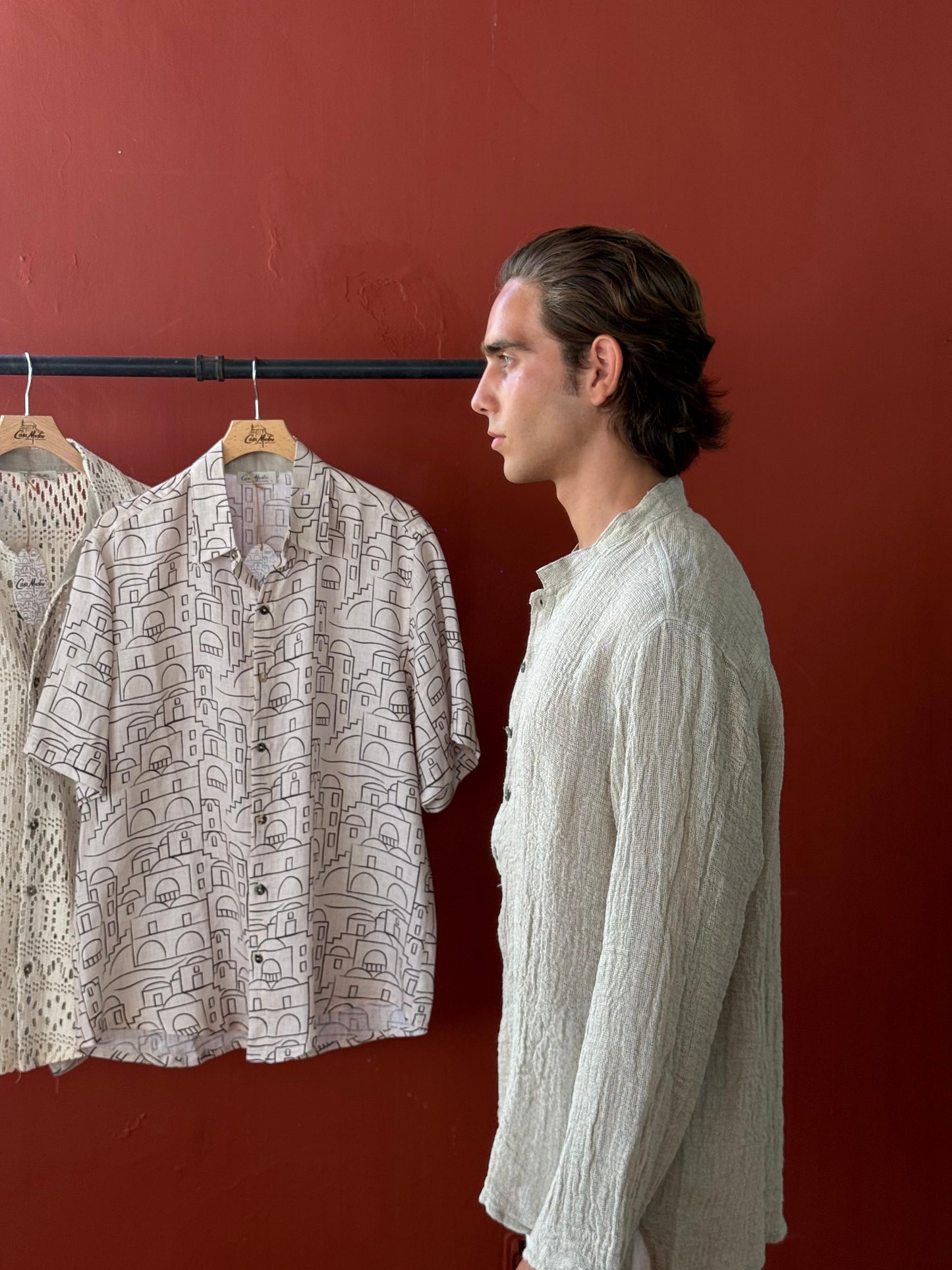 RAW LINEN SHIRT MADE IN ITALY FASHION BEACH POSITANO
