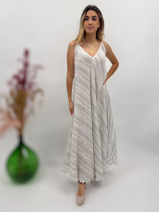 LONG DRESS IN PURE LINEN LINEN NET POSITANO BEACH FASHION