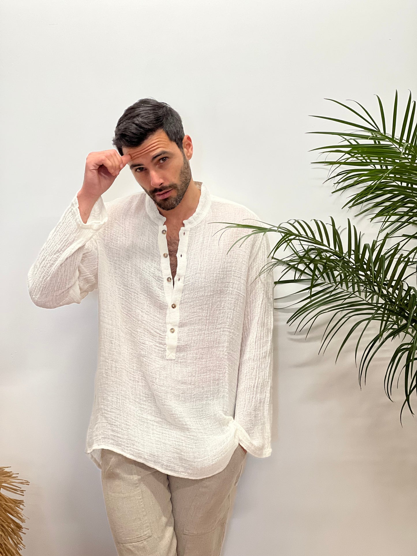 LINEN SHIRT HALF BUTTONED