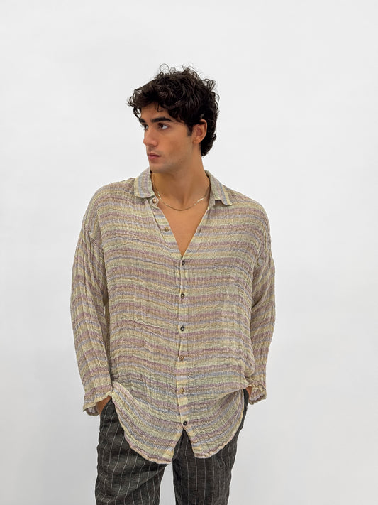 Mini MULTICOLOUR RAW LINEN SHIRT