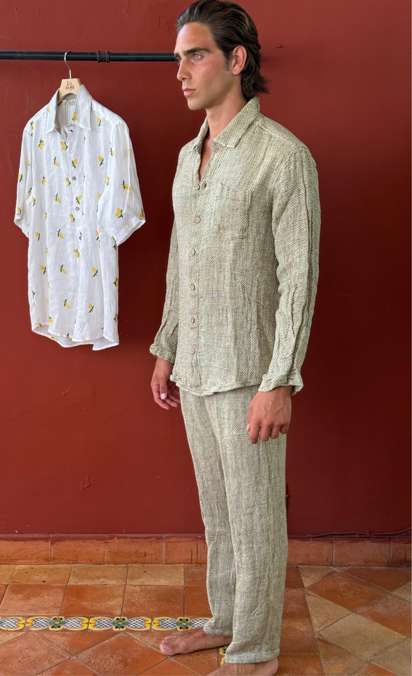 SET CAMICIA E PANTALONE PORTO IN TABACCO COLOUR