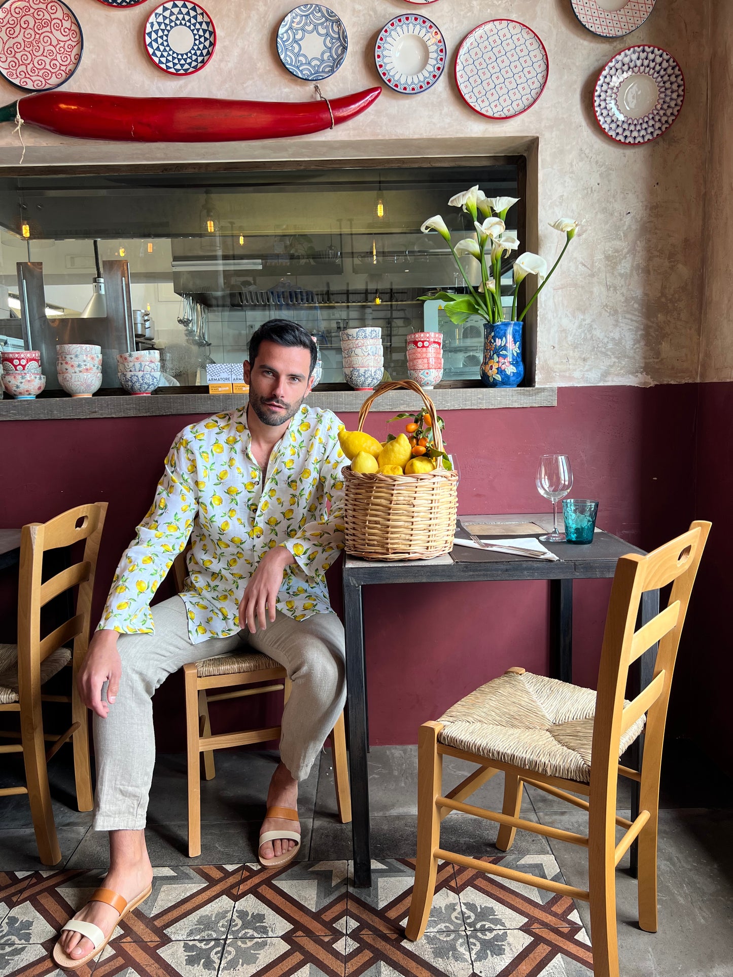 PRINTED MINI LEMONS LINEN SHIRT