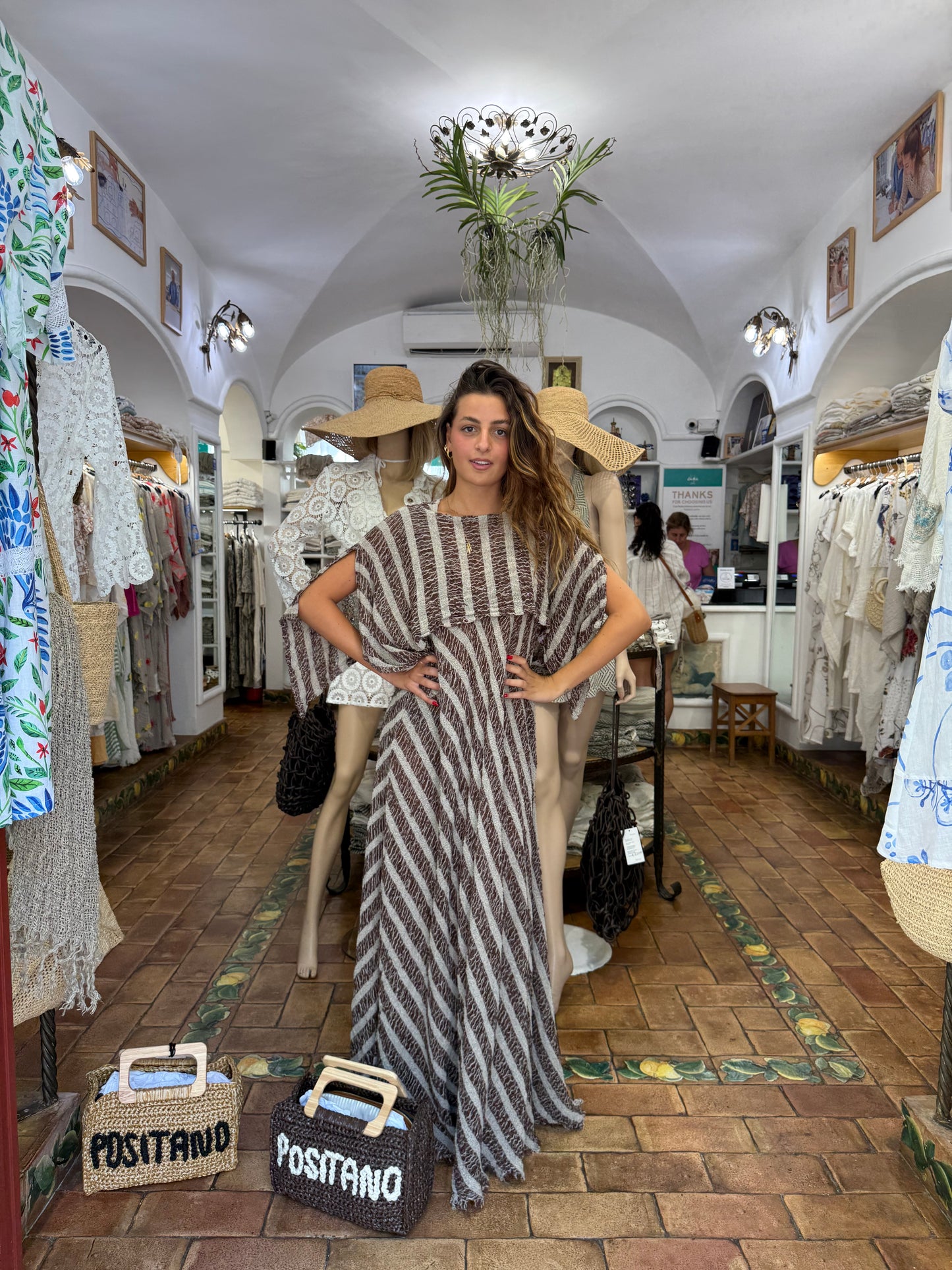 SET PONCHO E VESTITO IN GARZA DI LINO