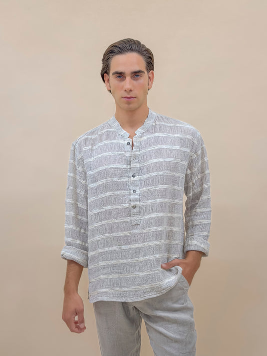 CAMICIA 5 BUTTONS RIGA ÉCRU