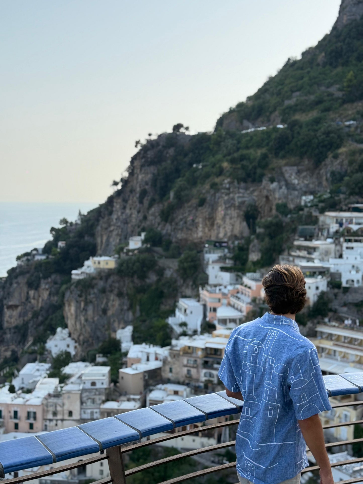 CAMICIA MEZZA MENICA POSITANO PATTERN EMBROIDERED OUTLINE