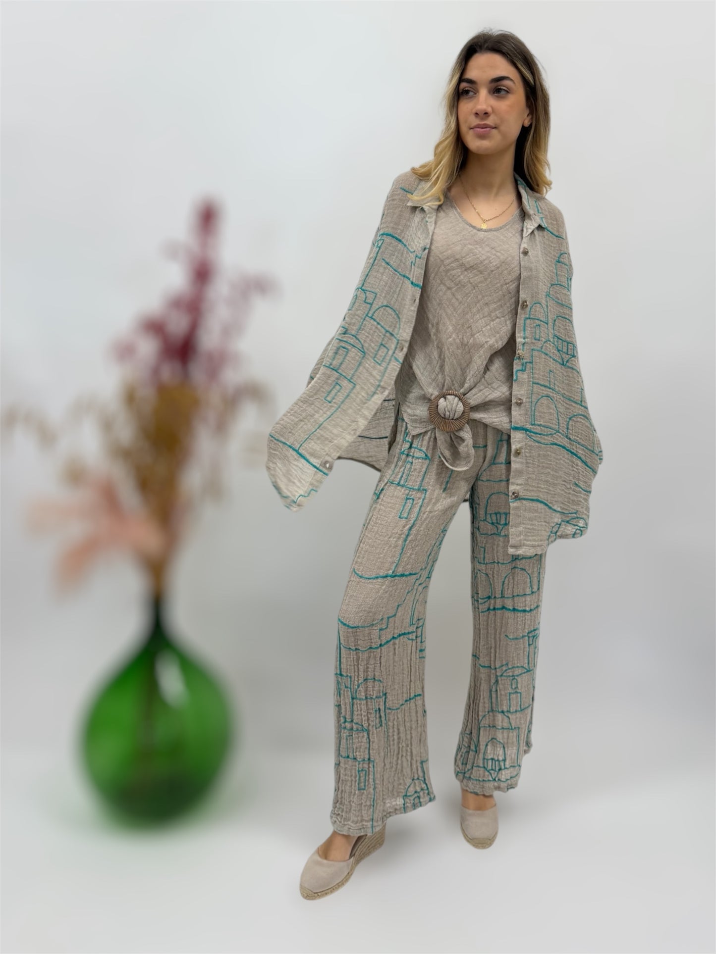 SET TOP JACKET AND TROUSERS WITH POSITANO OUTLINE