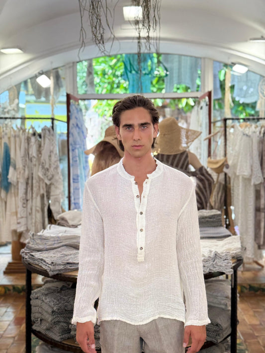 SHIRT JACKET IN PURE LINEN MADE IN POSITANO ITALY