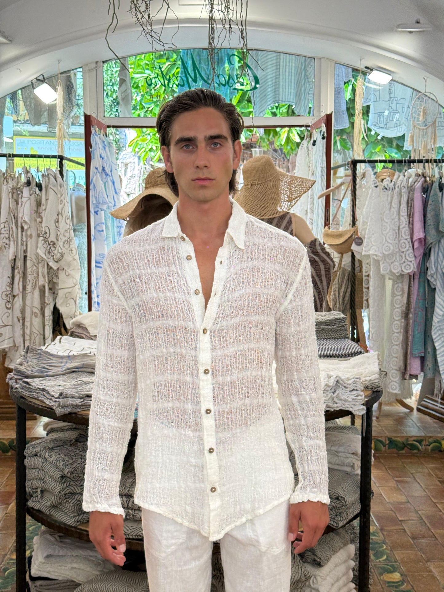 CAMICIA FULLBUTTONS GARZA DI LINO BIANCA