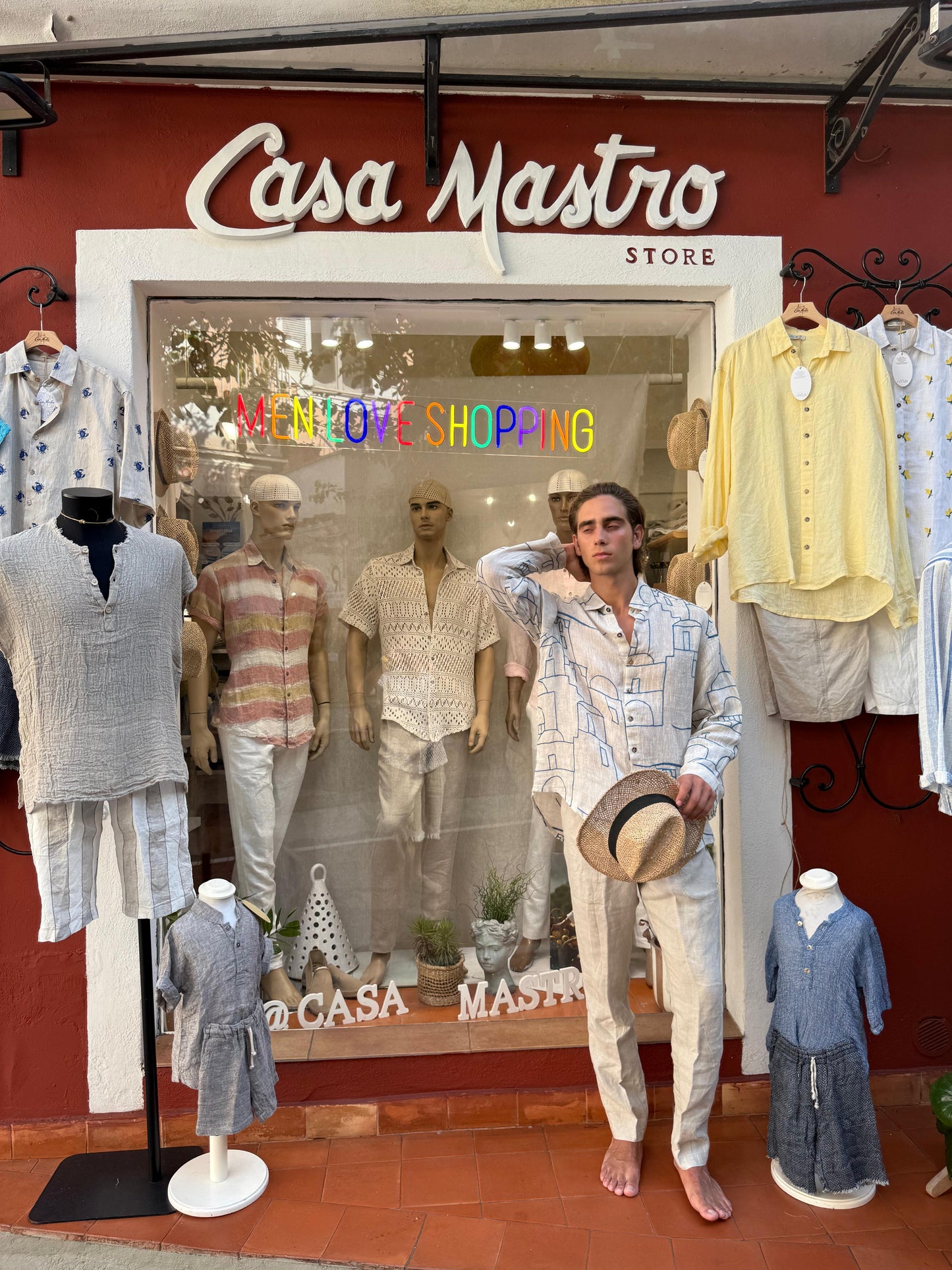 CAMICIA RICAMO POSITANO OUTLINE HOUSES EMBROIDERED