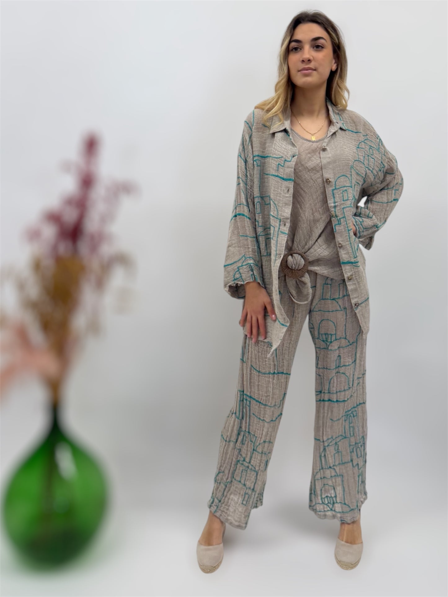 SET TOP JACKET AND TROUSERS WITH POSITANO OUTLINE