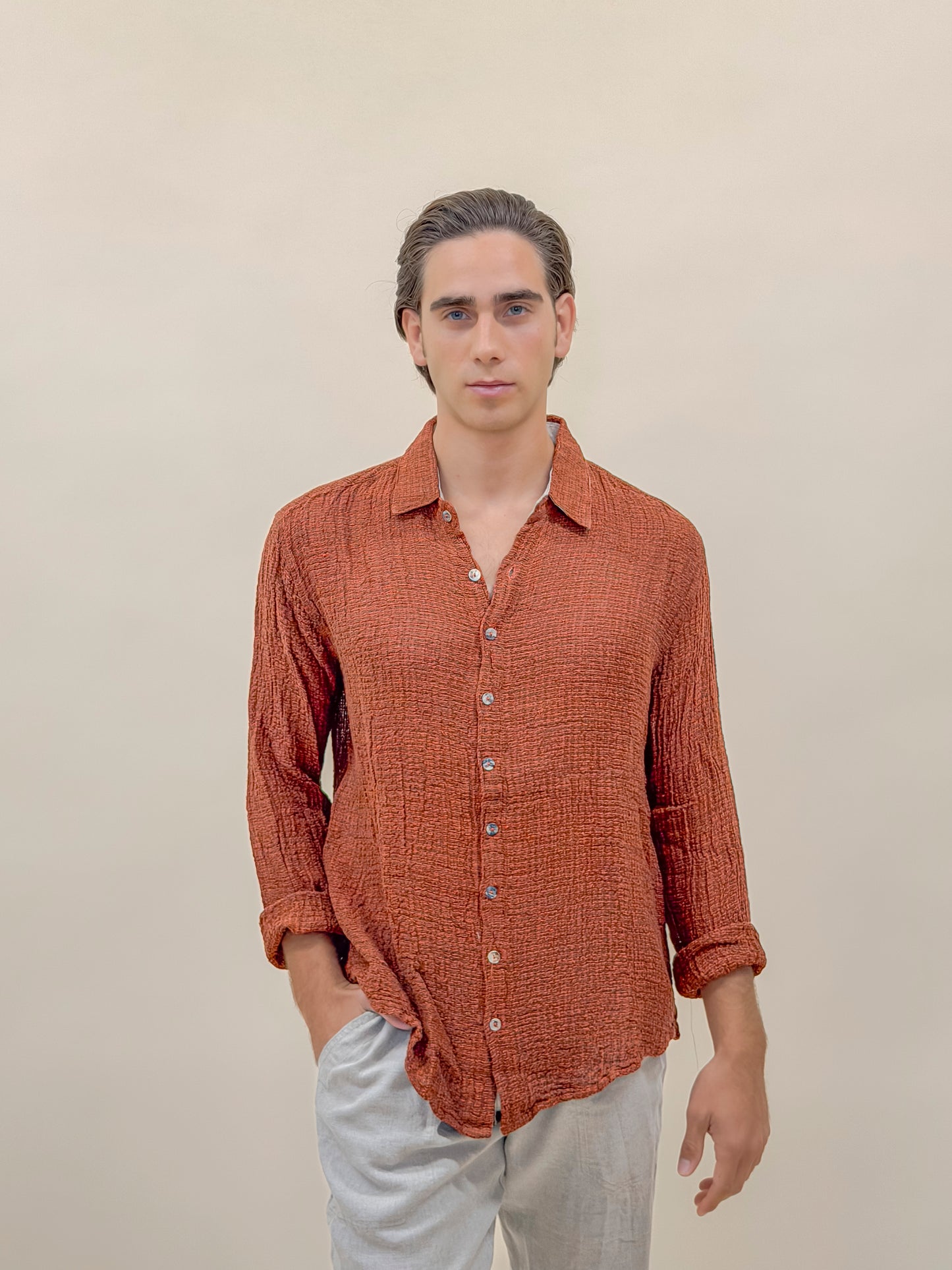 CAMICIA FULL BUTTONS ORANGE