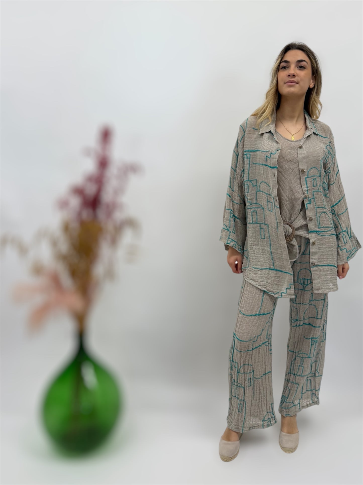 SET TOP JACKET AND TROUSERS WITH POSITANO OUTLINE