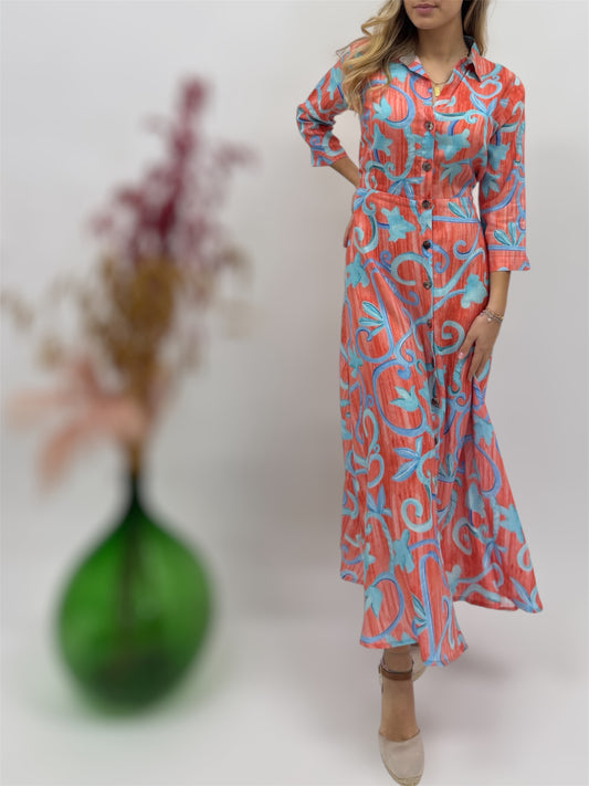 DRESS ROMA IN PRINTED LINEN