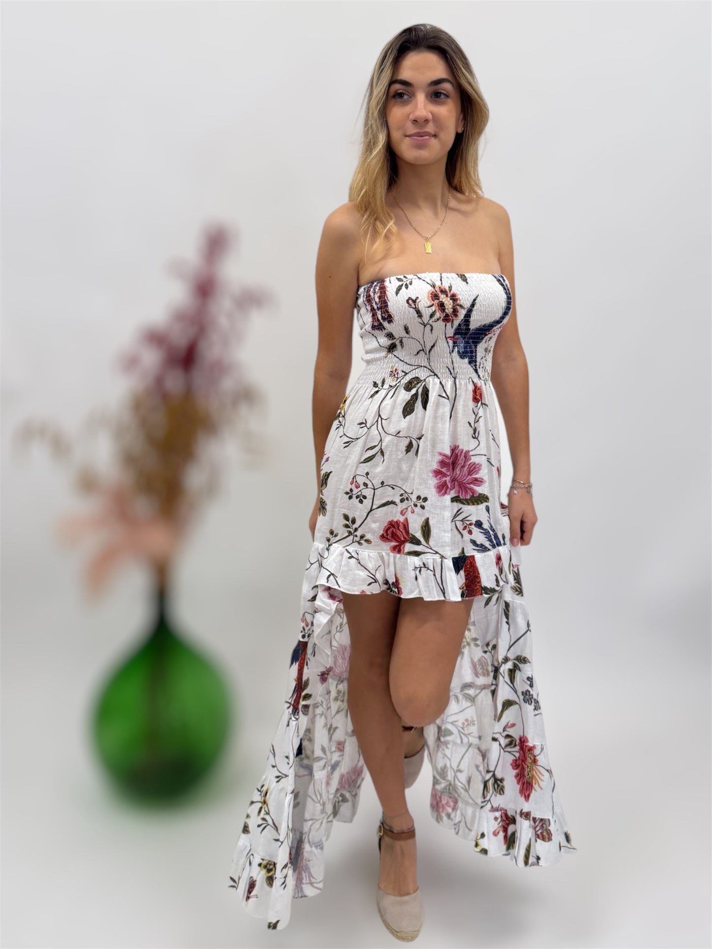 DRESS ROMA IN  100% PRINTED LINEN made in italy